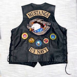 Unik Leather Biker Vest with patches XXXL